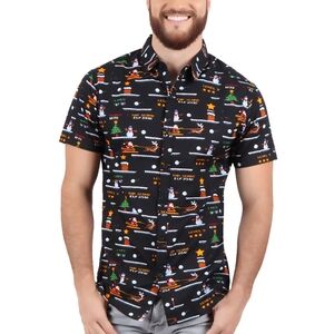 Denim & Flower Ricky Singh Video Game Christmas S/S Button Down Shirt Medium